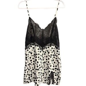 Victorias Secret Black Lace Cherry Slip Dress Lingerie Babydoll Nightgown L